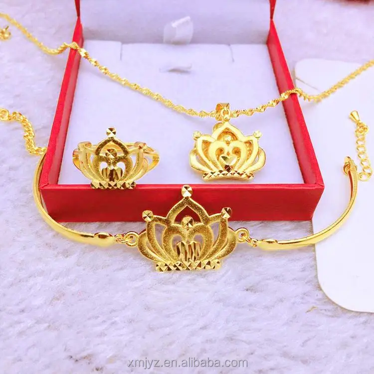 

Three-Piece Bracelet Set With Copper And Gold Crown Hollow Sleeves