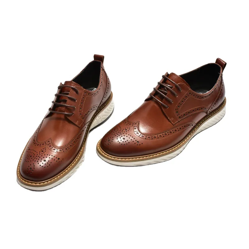 

Mens brogue leather shoes Brown Black Classic comfortable dress up shoes mens