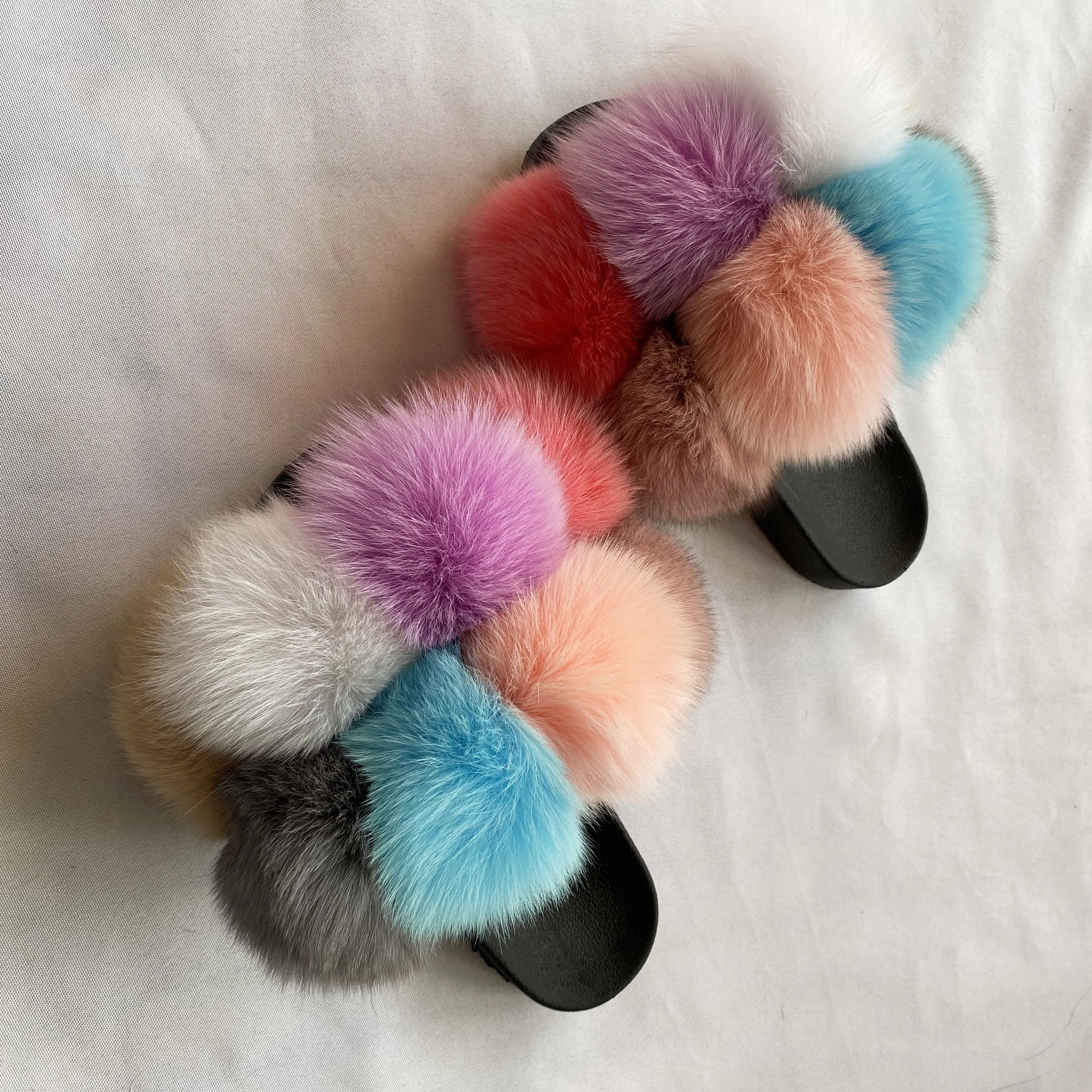 

Fur Slides for Women,Quality Long Fur Womens Slides Fuzzy Sandals Flip Flop Furry Slides Soft Flat for Indoor Outdoor