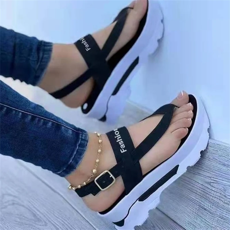 

Sandals Summer Plus Size Womens 2022 Designer Wedge Heel Clip Toe Flip Flops Buckle Shoes Sandal