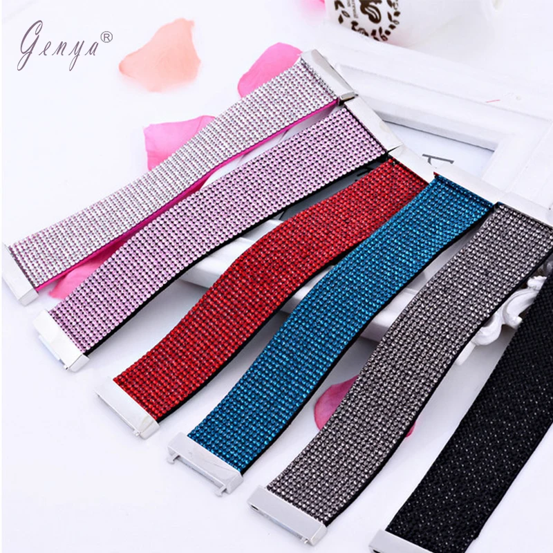 

GENYA Hot selling South Korea flannelette iron 12 row diamond magnetic bracelet, As picture