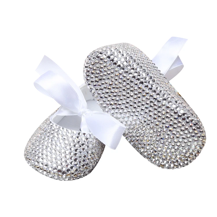 

Unique Pretty Baby Boutique Crystal Sparkly Silver Christening Little Princess First Walking Shoes