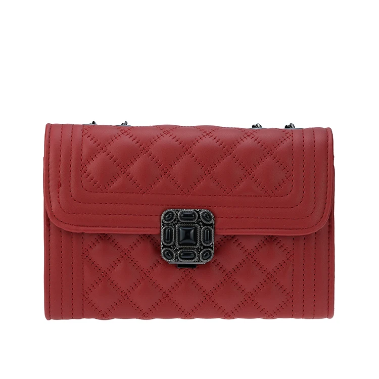 

Elegant ladies plaid pattern PU leather luxury lock ladies handbag