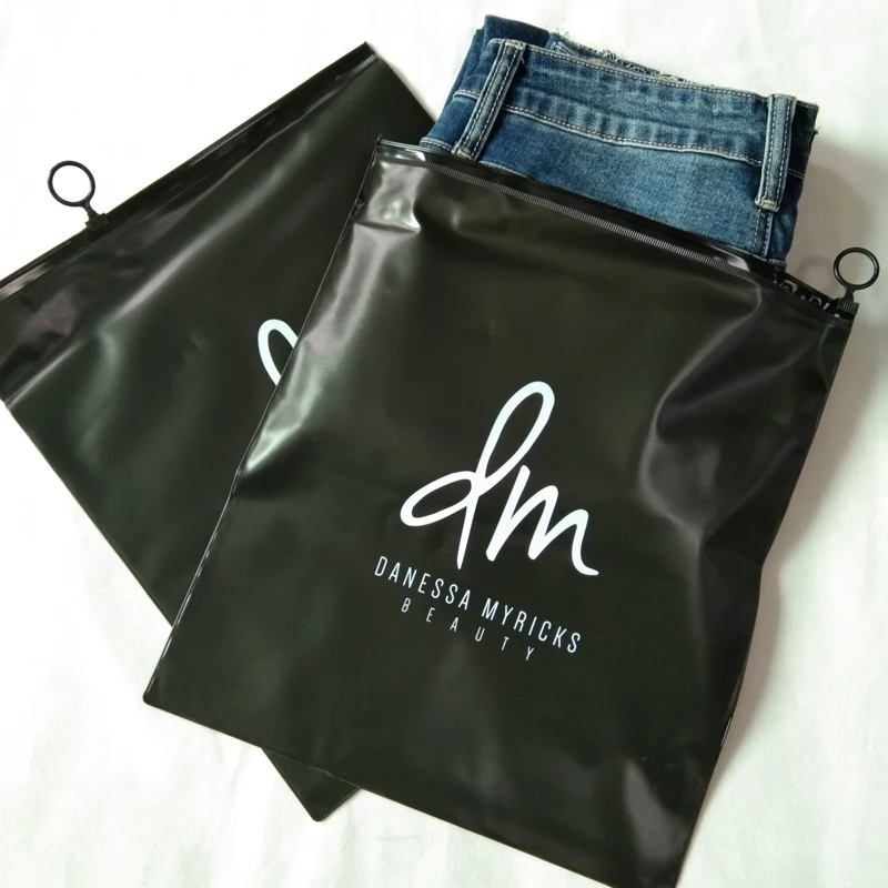 High Quality Frosted Black Zipper Bag Black Zipper Bag Clothing Matte Black Zipper Bag Buy