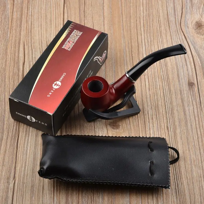 

Design Creative Bent Handle Pipe Handmade Wood Curved Handle Cigarette Holder Tobacco Pipe Set, Picture