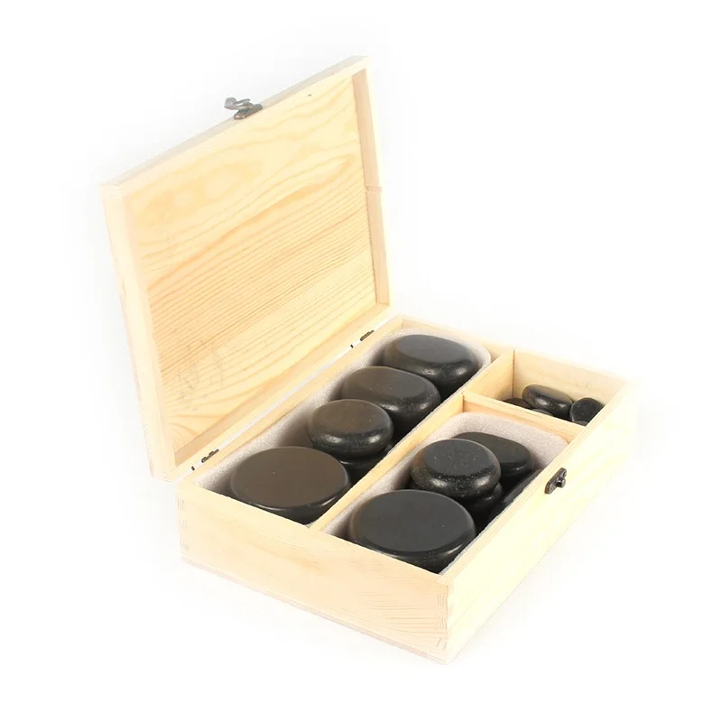 

36pcs/set Heat Massage Kit Basalt Energy Stones Hot Stone Massage Set Box Massage Stone Wooden Box