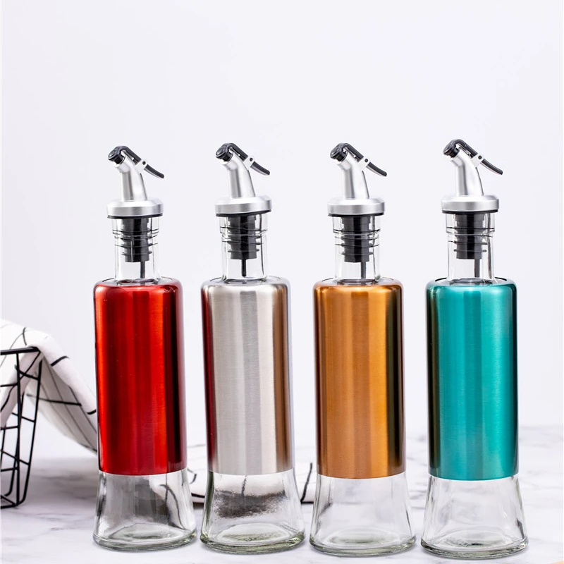 

Soda Lime Glass Stainless Steel Cooking Olive Oil Glass Bottle Dispenser