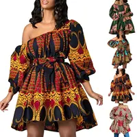 

Customized Print African Clothing African Kitenge Dress For Women One Shoulder Plus Size Fashion African Dress