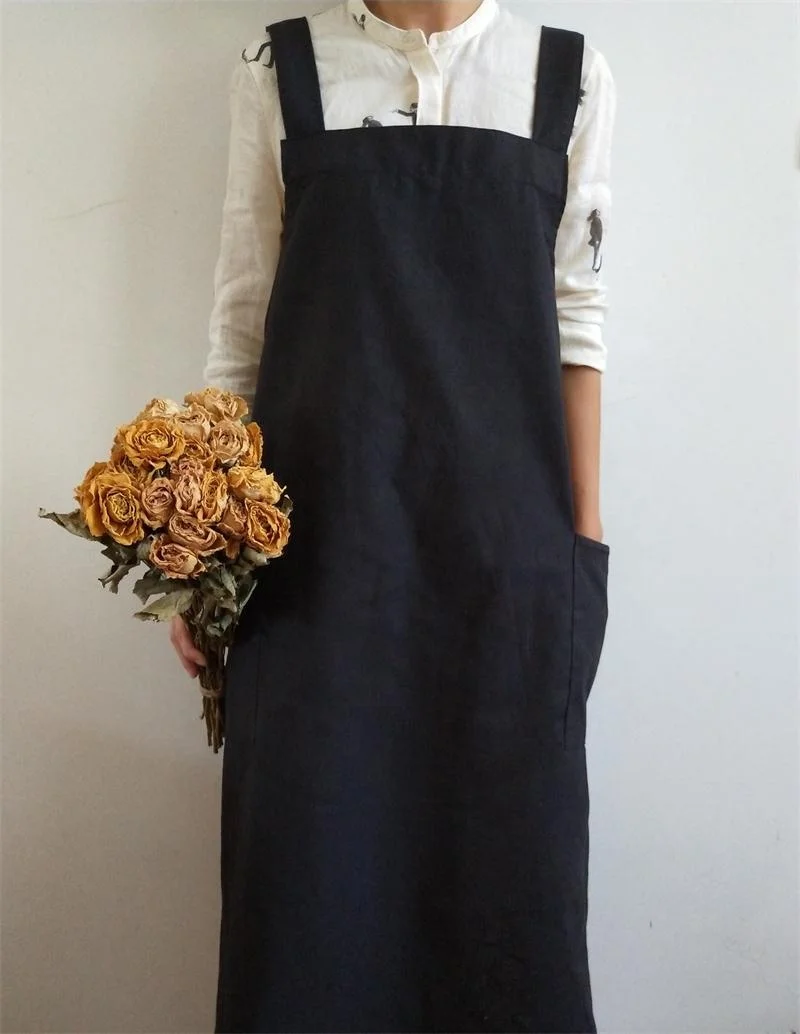 

SunYue Baking Painting Cotton Linen Kitchen Apron Kitchen Cafe Apron Vest Apron, Can be customized