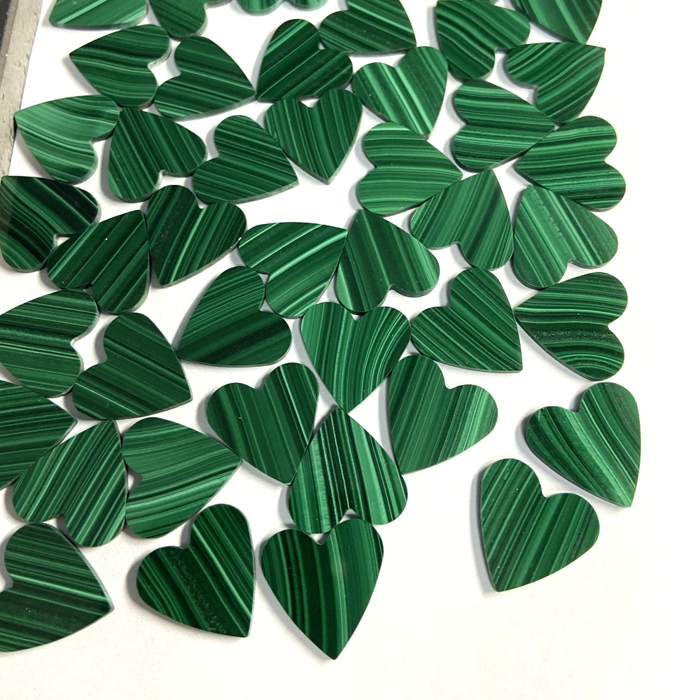 

High quality double flat heart shape natural disc stone for jewelry, Green, blue