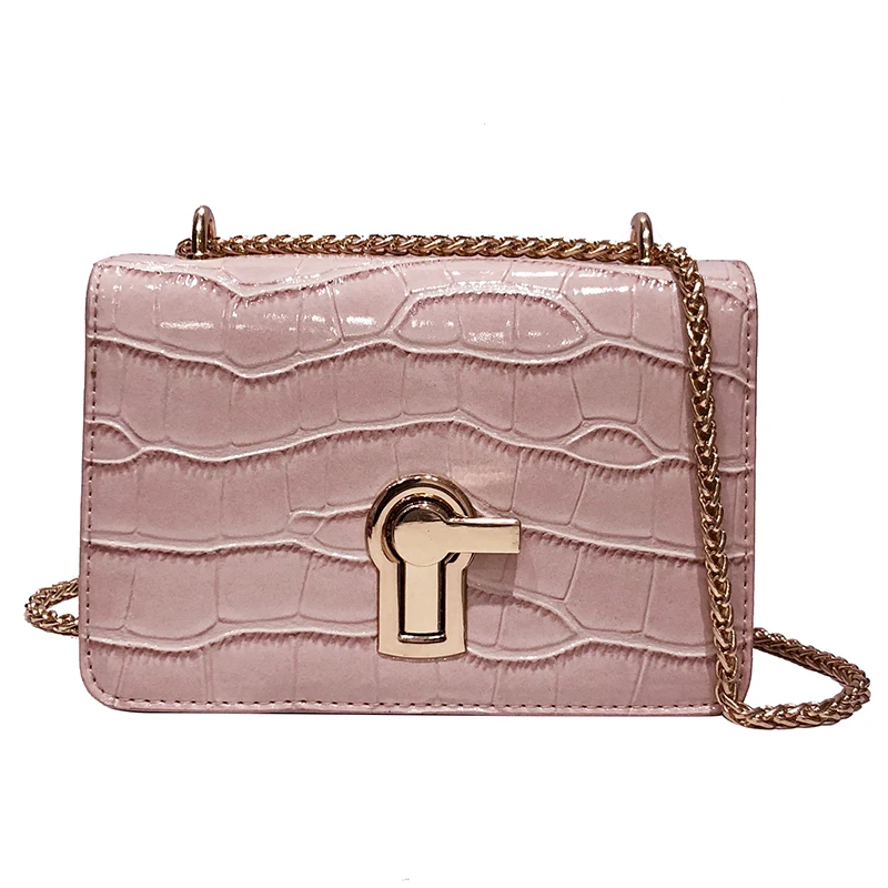 

2020 Wholesale Stone Pattern PU Leather Small Chain Shoulder Bag Square Mini Womens Handbags and Purses
