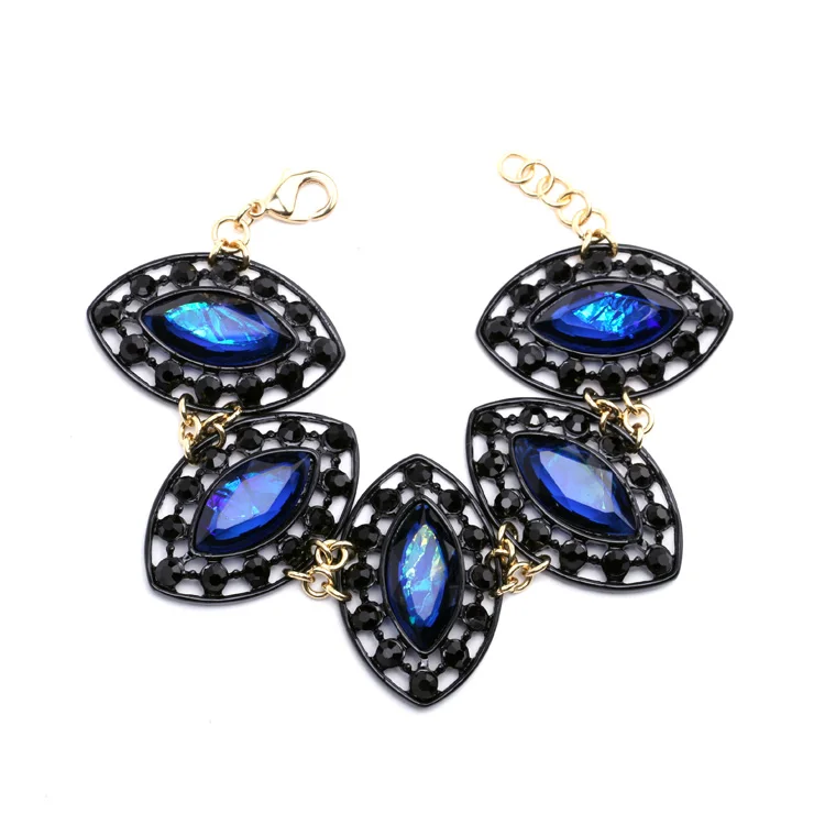 

sl00343 Designer Fashion Jewelry Jewellery China Gold Plated Resin Gemstone Sapphire Blue Bracelets Charms Women