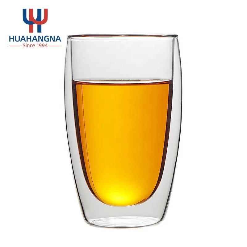 

Wholesale Support Custom Logo 450ml Insulated Mugs High Borosilicate Double Wall Latte Tea Glass Coffee Cup for Restaurant, Clear
