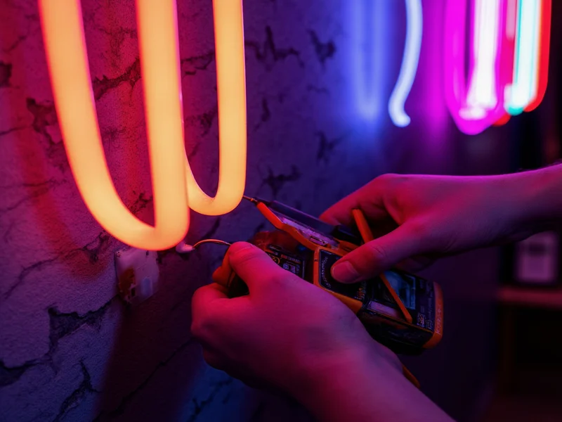 Troubleshooting LED neon light connections with multimeter