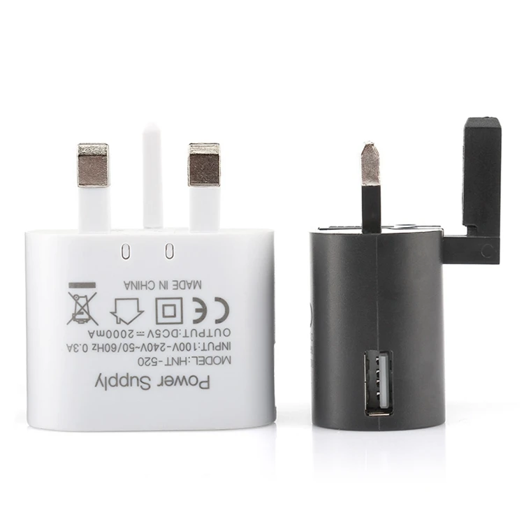 

2A 10W Single USB Charger Adaptor 3 Pin UK Folding Plug Adapter Customized LOGO Wall Charger Home Charger