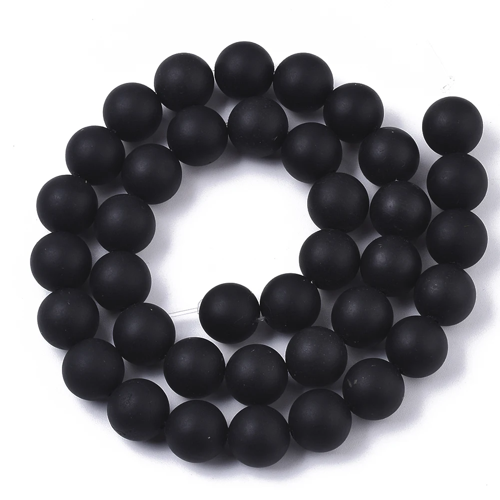 

PandaHall 10 mm Natural Round Black Stone Bead Strands