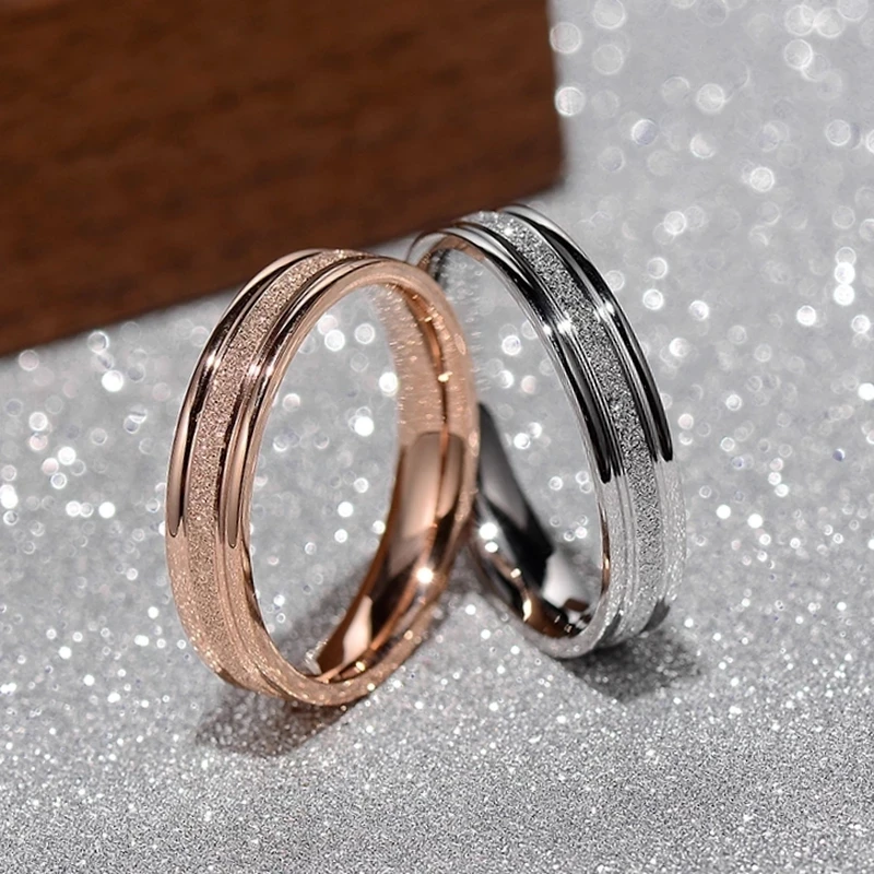 

Rose Gold Stainless Steel Frosted Curved Large Size Ring Steel Color 6mm Wide Simple Geometric Type Gold Rings for Women, Golden,black,blue,sliver