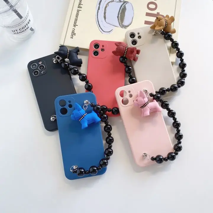 

Rubik's Cube Square TPU Phone Case Dog Chain Bracelet Cute Cell Phone Case For iPhone 14promax 13mini 12Pro 11 XS XR 6S 7 8plus