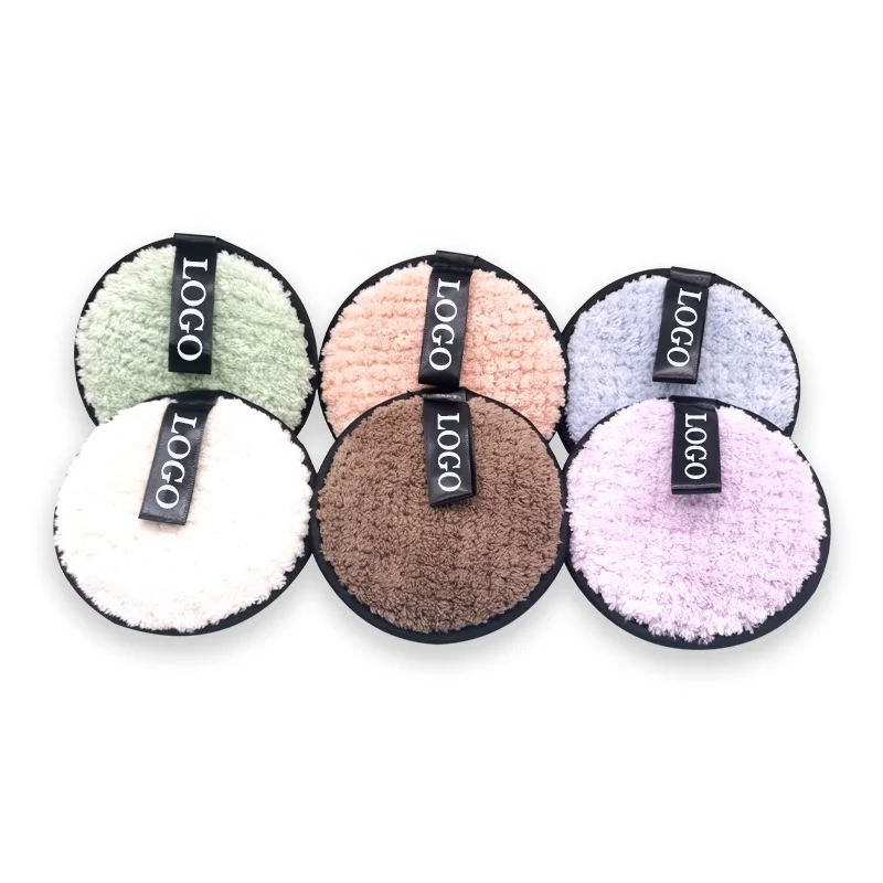 

Custom LOGO Face Oil Free Reusable Washable Microfiber Charcoal Cloth Bamboo Makeup Remover Pads, Multiple colors