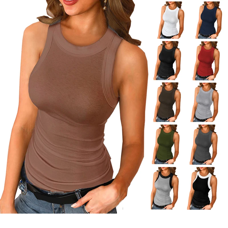 

Dropshipping sleeveless bodysuit casual yoga fitness sleeveless T-shirt women breathable vest tops