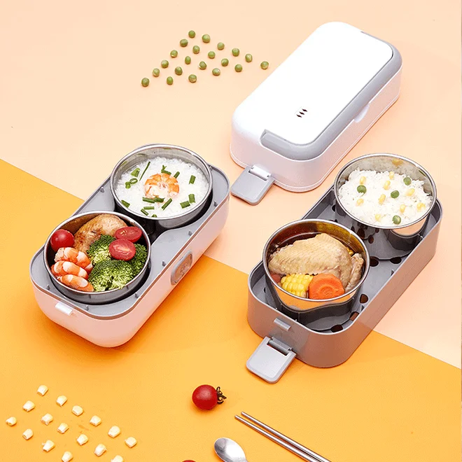 

Easy Carrying Food Warmer bento two layer stainless steel electric heating lunch box