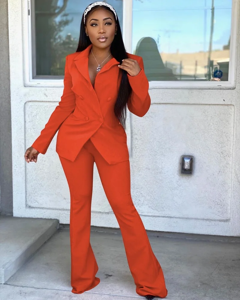

Women Solid Colors Office Blazer + Elastic Band Pant Suits Fashion Trousers Set Classic Casual Commute Blazer Suit Two Piece Set