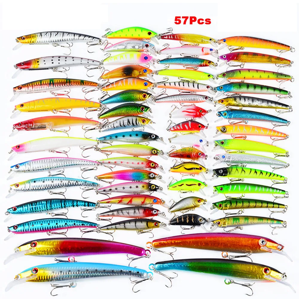

57 lure bait sets mixed hard bait free collocation of Alice Bass take all mixed wholesale, 57colors