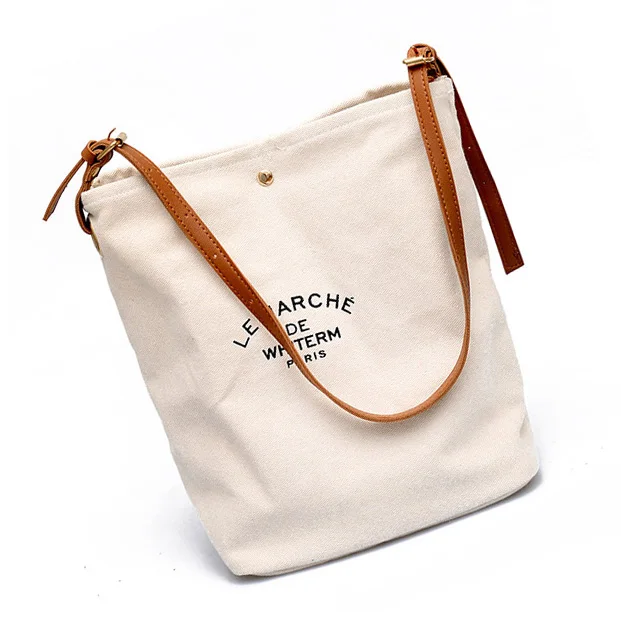 

Design Promotional Price Recyclable Canvas Cotton Ladies Diagonal Bag Shopping Bag