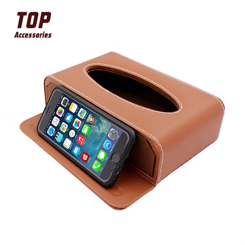 

Multifunctional  Car Brown Leather Paper Tissue box