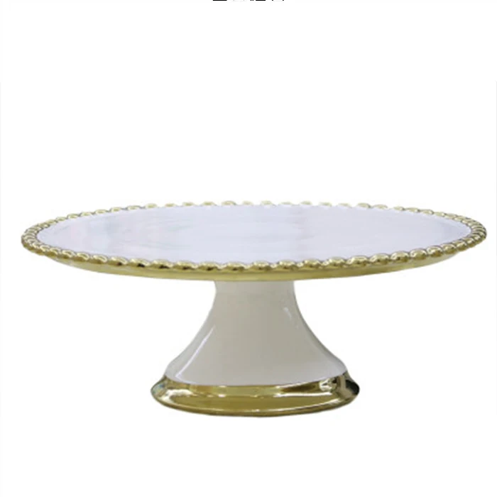 

High Quality White Elegant Weeding Ceramic Cake Stand with Embossment Design Bakeware, As show or customized