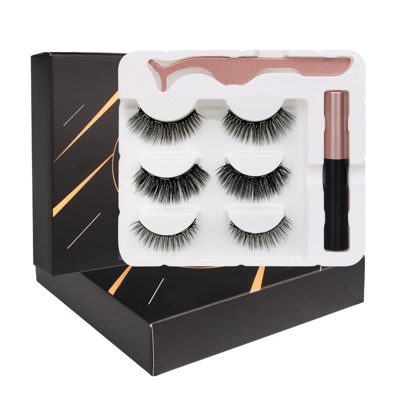 

2021 High Quality Of Magnetic Lashes Silk Magnetic Eyeliner And Lashes Kit Waterproof End Lash Mate Black, Natural black