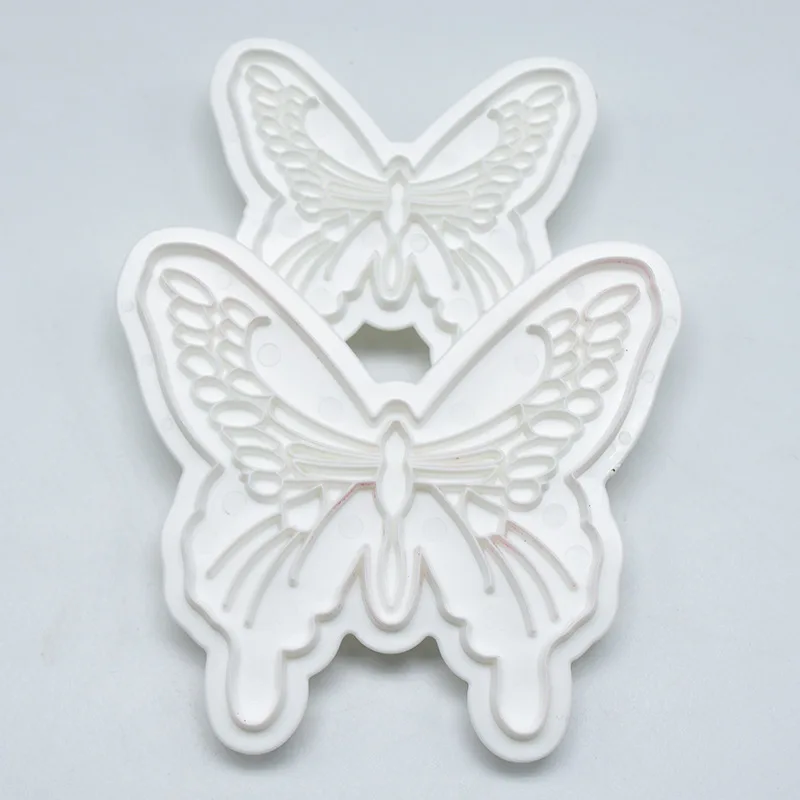 

DIYBaking Tool 2pcs Butterfly Plastic Cut Mold Flip Sugar Cream Cake Biscuit Cookies Print Decorative Plastic Mold Baking Pastry