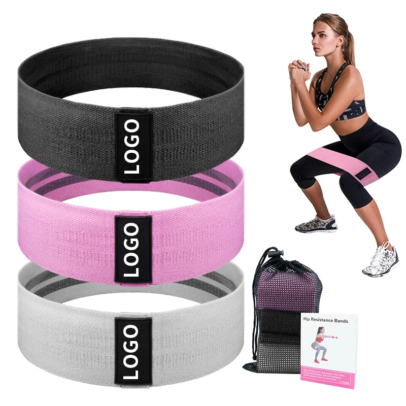 

Fitness Exercise Private Label Elastic Yoga Booty Workout Fabric Hip Band Set of 3 Custom Logo Loop Resistance Circle Hip Band, Any customized color pink,purple,blue,black etc
