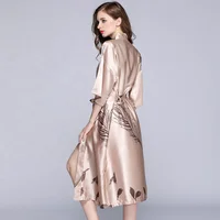 

Customized silk floral robe sexy nighty womens sleepwear