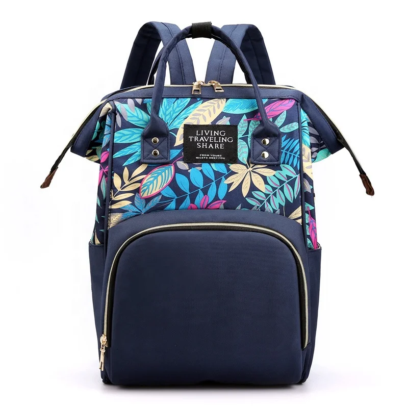 

Custom multifunctional designers high quality nylon maple leaf print waterproof baby mommy tote diaper backpack bag, 4color options