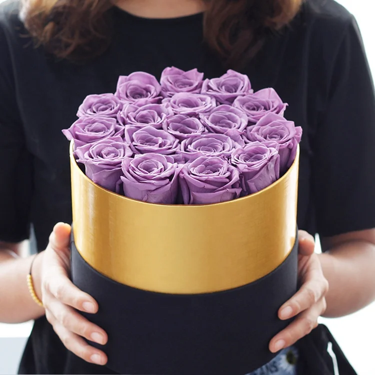 

saint valentin produit Wholesale round flower satin gift box preserved roses A grade eternal rose buds best valentines gift