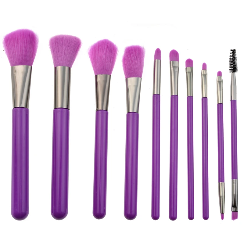 

10 Pcs Manufacture Face Eyebrow Powder Foundation Eyeshadow Professional Make Up Tools Synthetic Makeup Brush Set, Customized color