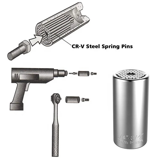 
Free Shipping Universal Torque Wrench Head Set Socket Sleeve 7-19mm Power Drill 