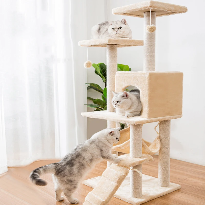 

Activity Pet Luxury Furniture Modern Scratcher Natural Wood Large Cat Tree House Tower, 7colors +customized