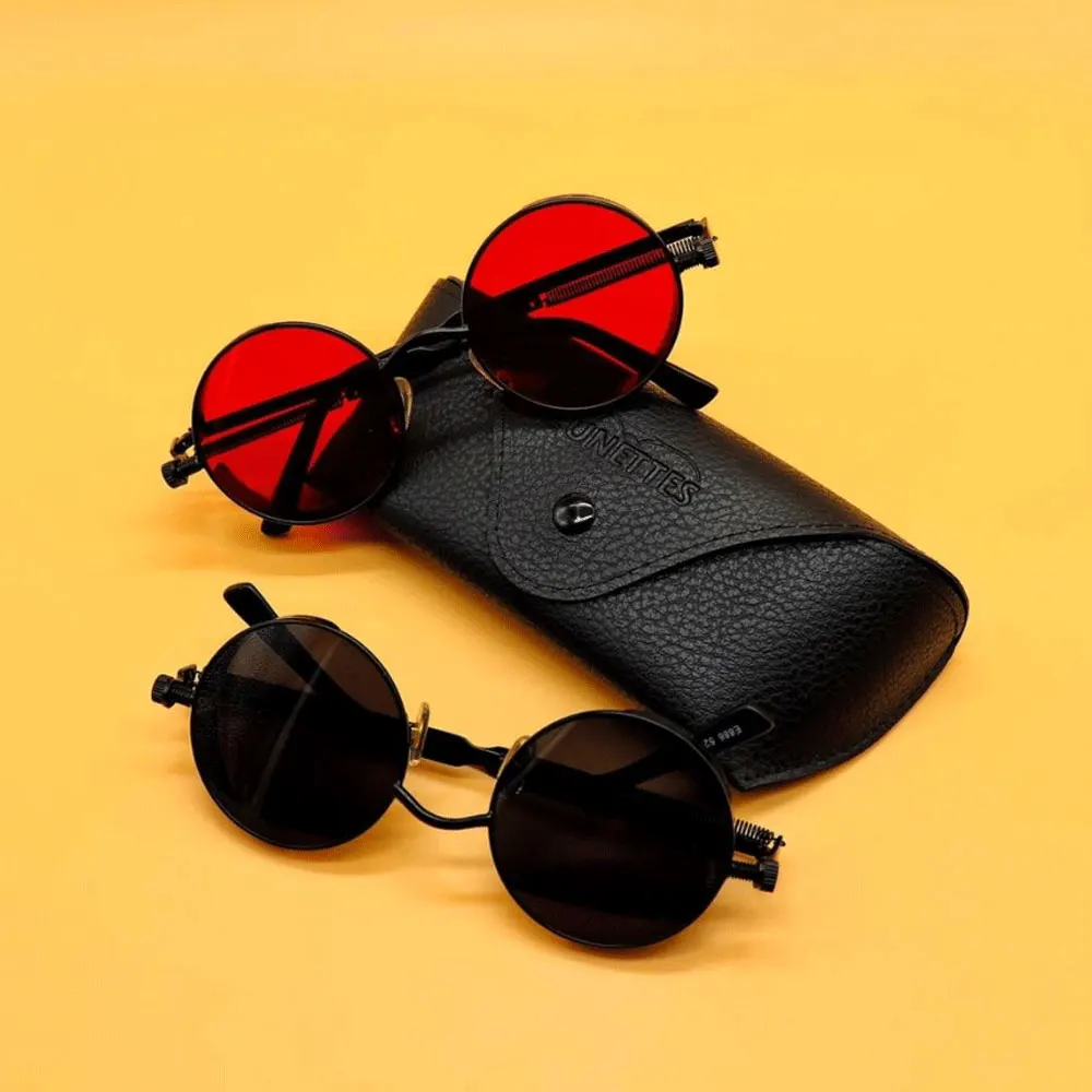 

Men Women Mirrored Circle Sun Glasses Brand Italy Designer Retro Vintage Oculos UV400 Gothic Round Steampunk Sunglasses