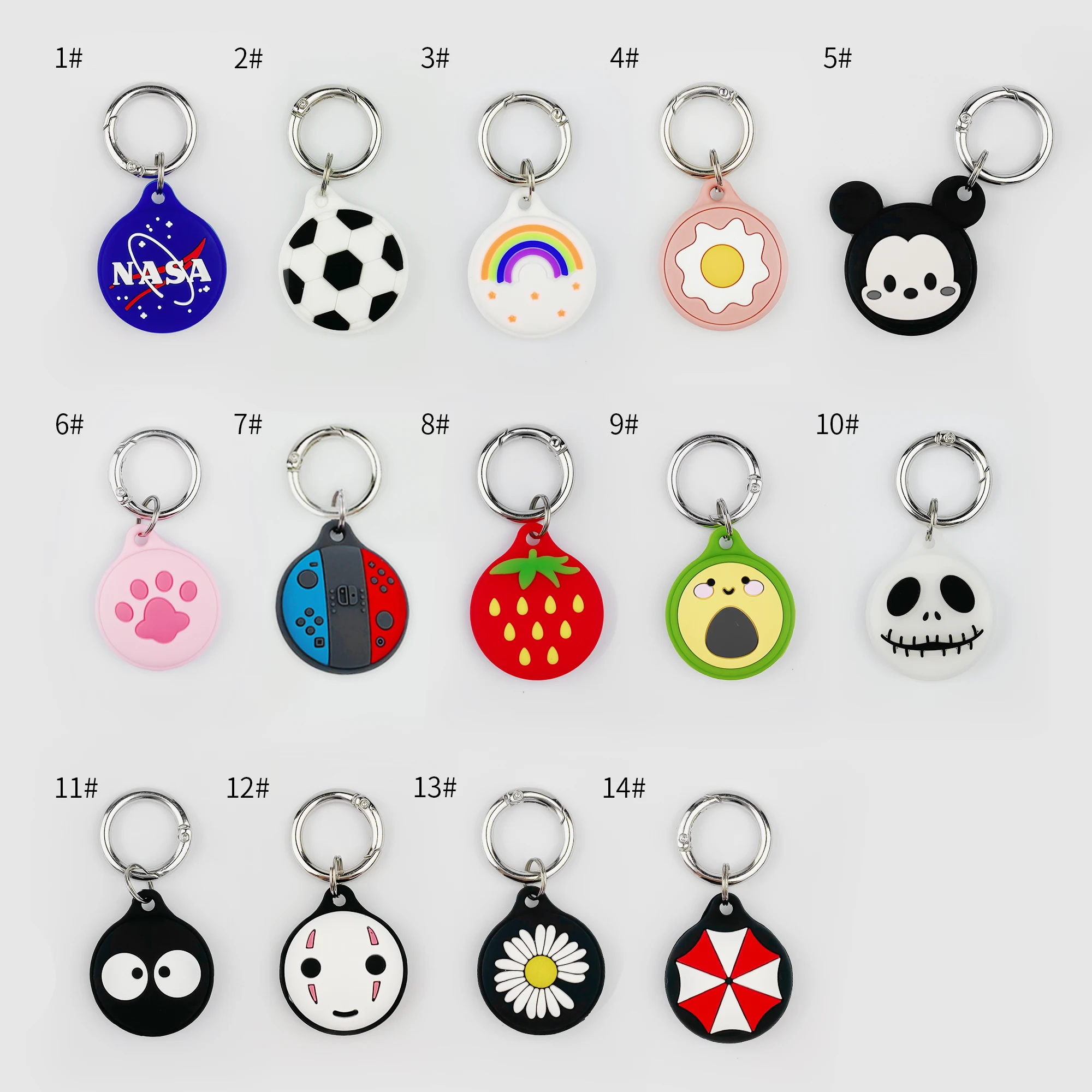 

Anti-Scratch Spring Clasp Ring 3D Lovely Cartoon Straw Silicone Dust Cover For Apple Air tag Keychain