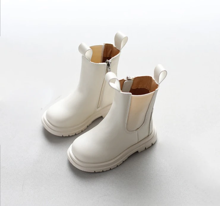 

Micro PU leather zip up round toe kids boots kids martin boots chelsea boots for children