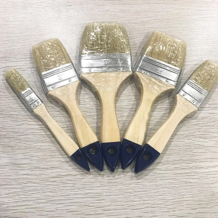 Black Bristle Long Wooden Handle Angle Bend Paint Brush Manufacturer