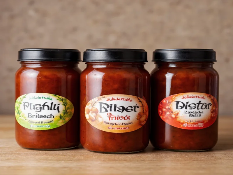 Three jars of homemade BBQ sauce with different flavor labels
