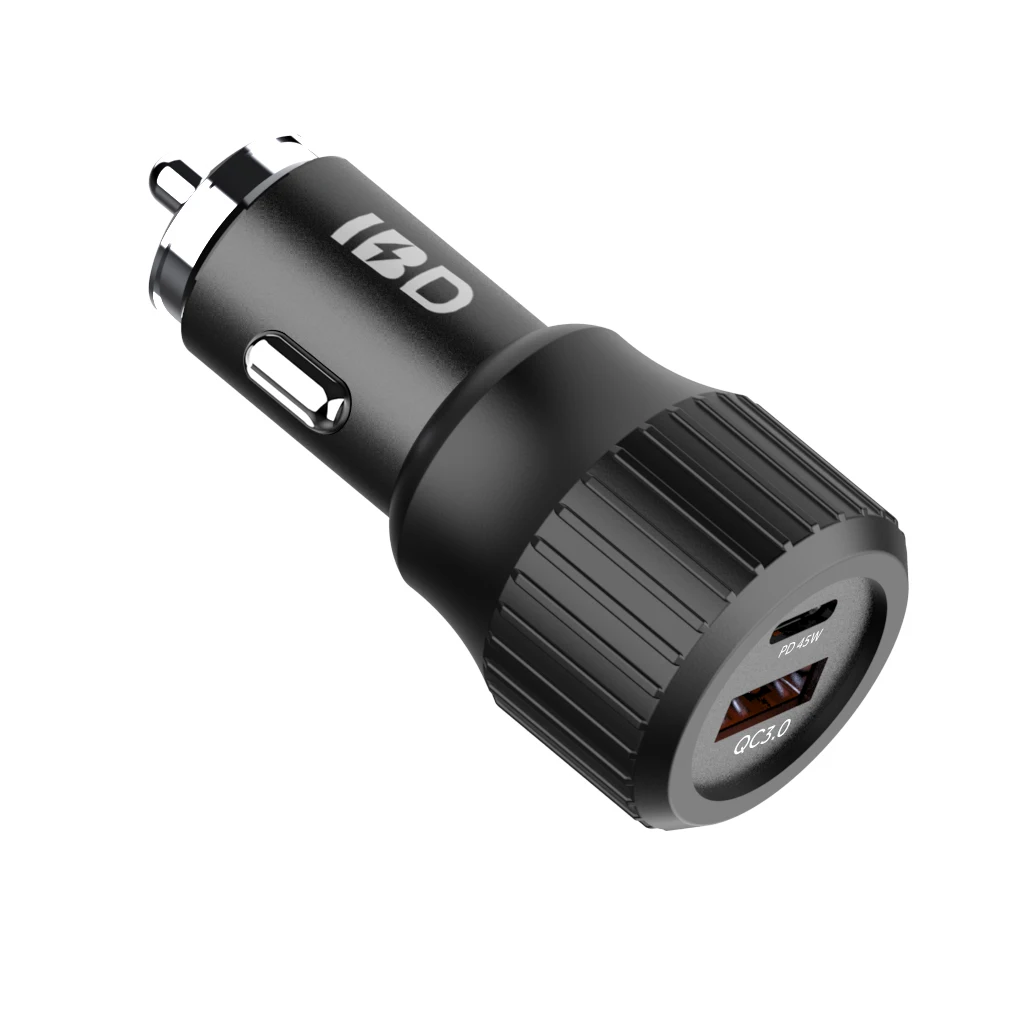 

IBD 2020 New Fast usb car charger qc3.0 PD 45W Quick Car Mobile Charger for Macbook