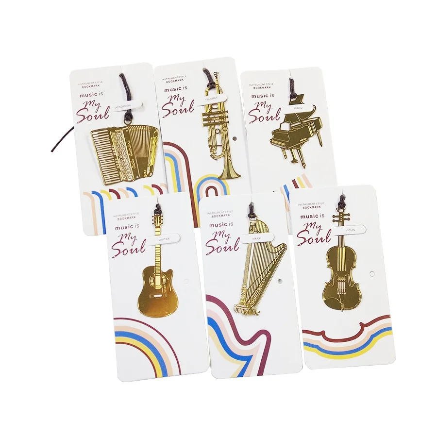 

1pc per pack Musical instrument metal Bookmarks Retro Beautiful Boxed Gifts For Book Holder Gift School Supplies