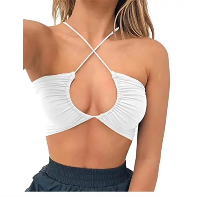 

Free Sample Women Summer Sexy Boob Tube Backless Sexy Solid Color Summer Vest, Picture shows