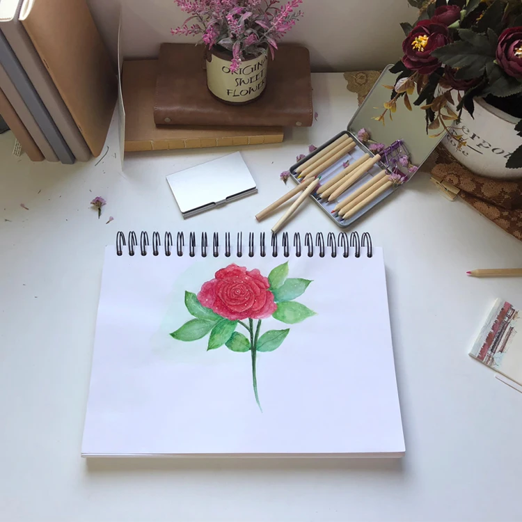 product-US Amazon Best Watercolor Notebook Spiral Ink Custom Printed Sketchbook For Drawing-Dezheng--1