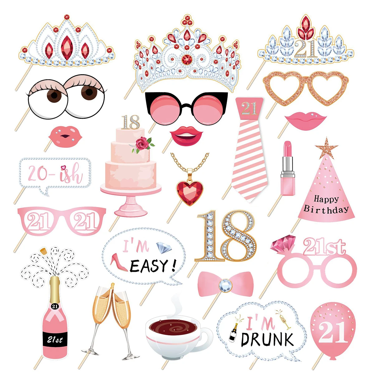 

Nicro 18 21 30 Th Birthday Decoration Photo Props Girl Birthday Party Decoration Bachelorette Party Supplies Photo Booth Props