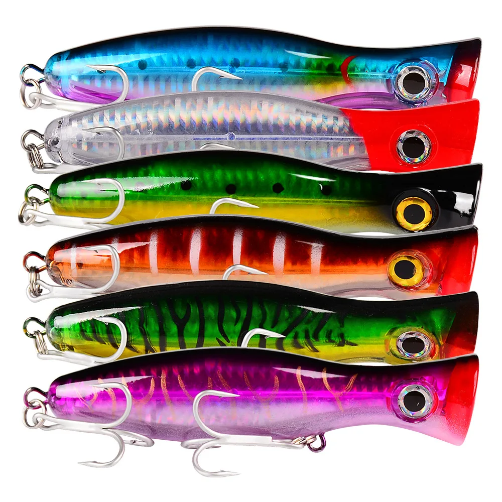 

Floating Bait Sea Top water Fishing Lure 42.5g Popper Tuna Trout Fish Lure Saltwater Topwater Bass Pike Fishing Lures SwimBait, 6 colors